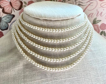 Cascade Layered Pearl Necklace and Earrings Set, Gold or