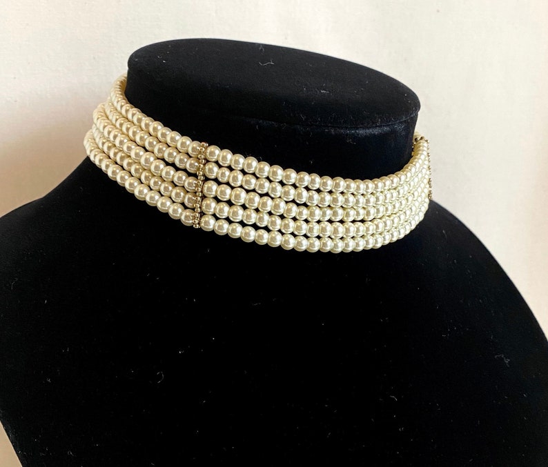 5 Strand Pearl Choker 5 Strand Necklace 