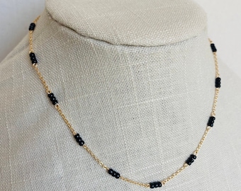 Mangalsutra, 14k gold plated mangalsutra, Modern mangalsutra, Chain mangalsutra, Black beads necklace, Layering black bead necklace