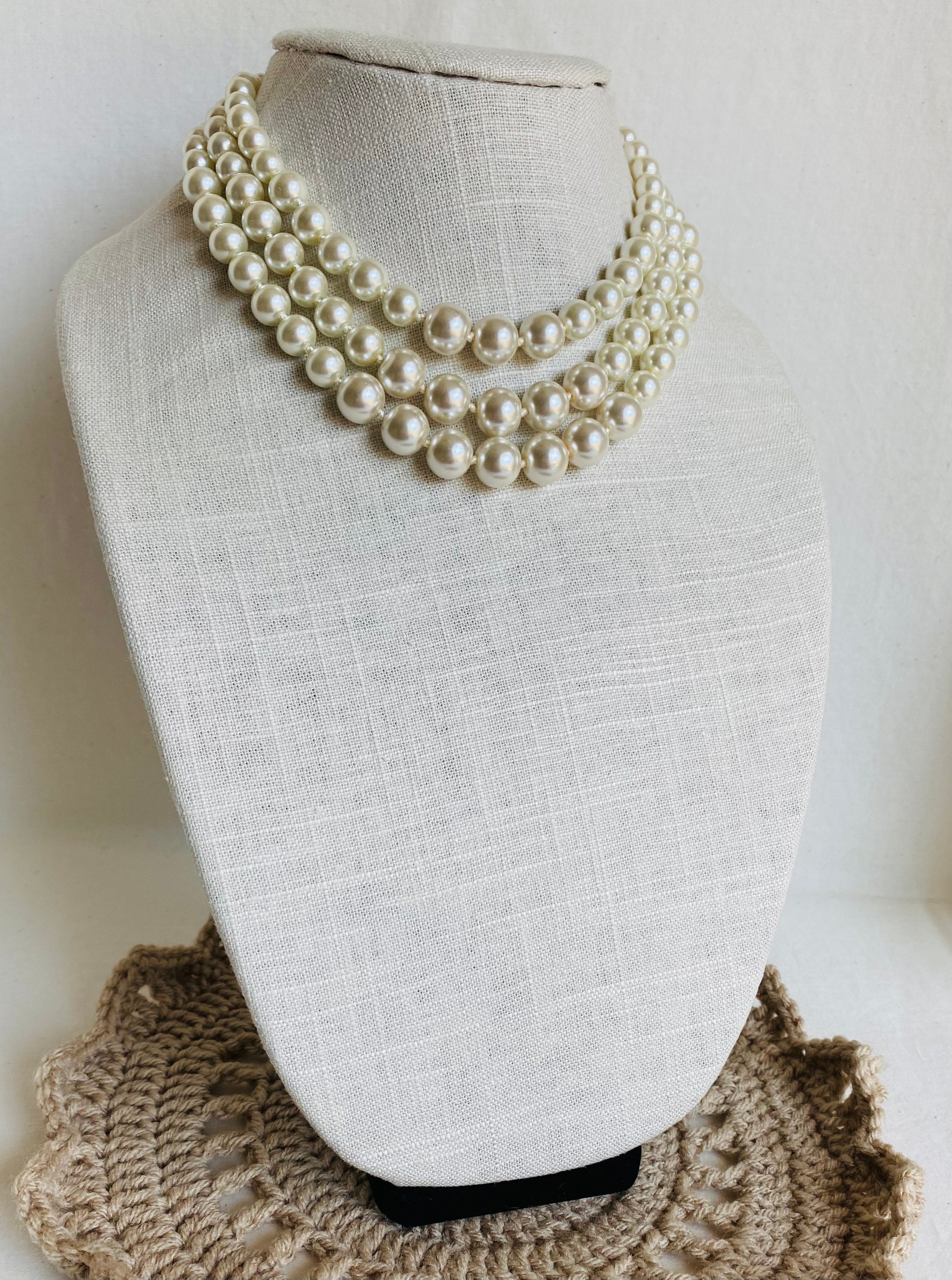 3 layer cheap pearl necklace