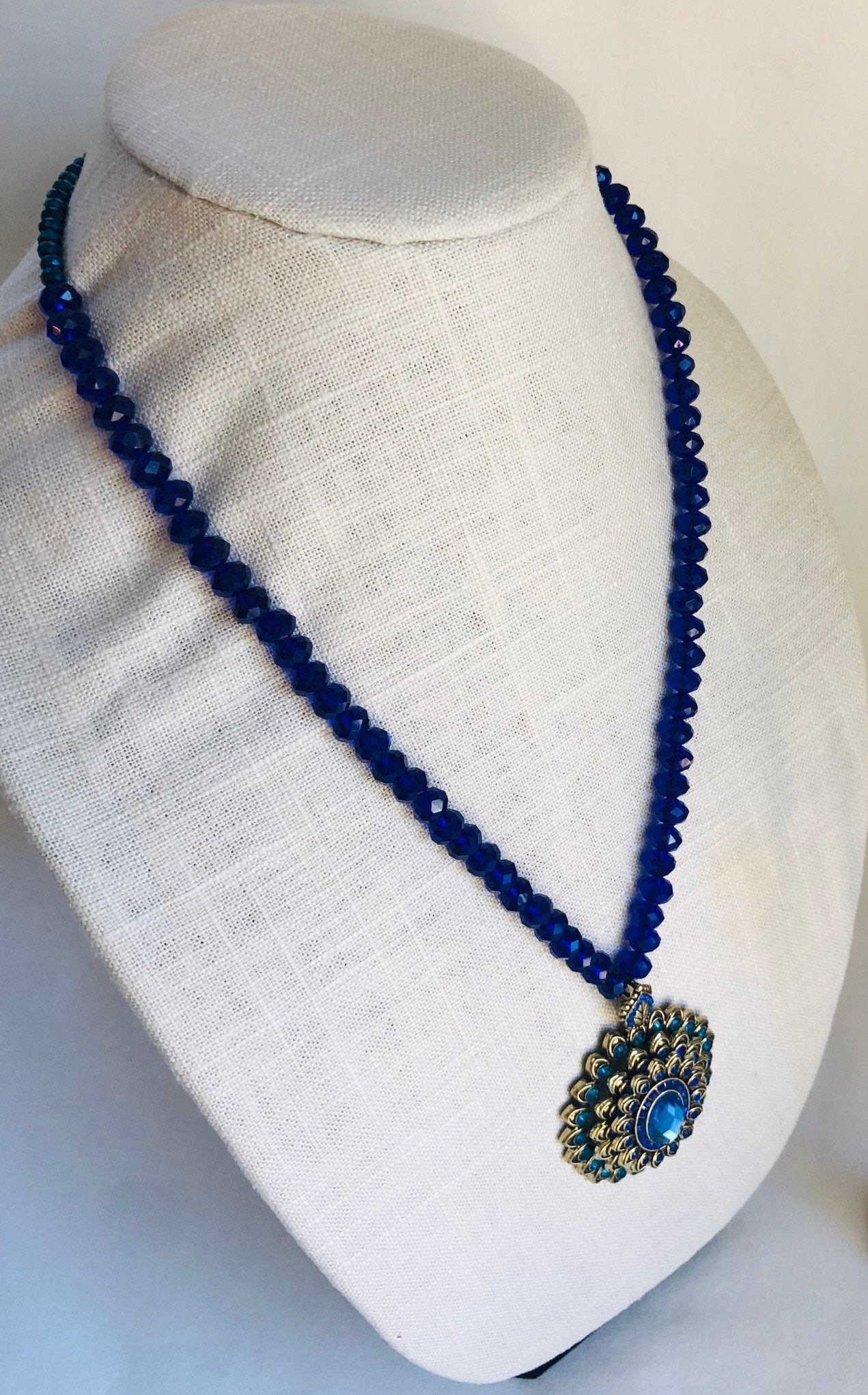 Royal Blue Necklace Peacock Color Pendant Necklace Peacock - Etsy