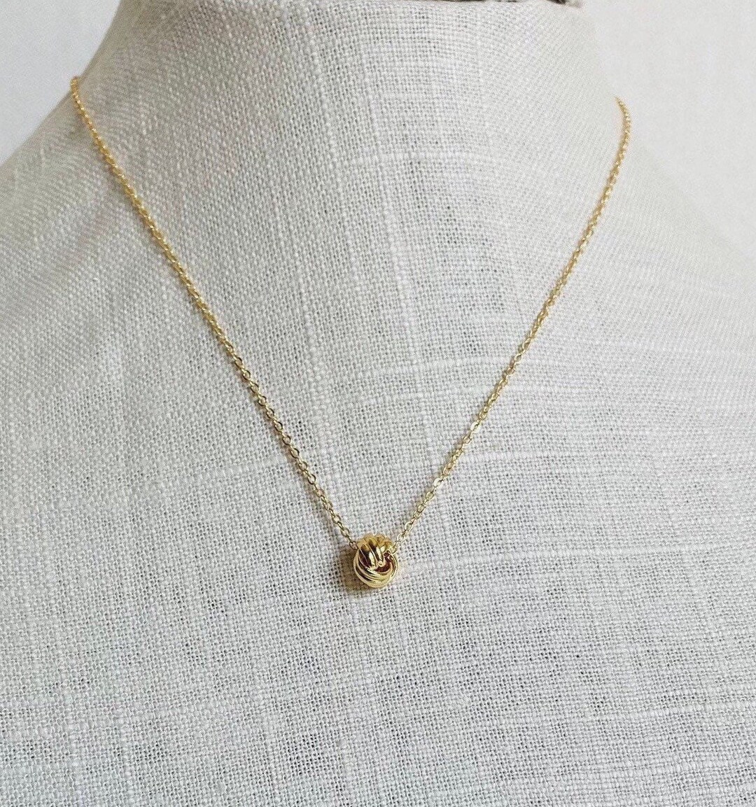 Love Knot Necklace, 14k Gold Plated Knot Necklace, Love Knot Necklace ...