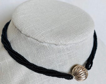 Sterling Silver Black Bead Mangalsutra, Traditional Indian Necklace