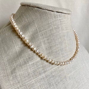 Sterling Silver Freshwater Pearl Choker Necklace: Custom Size