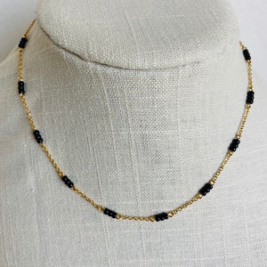 Mangalsutra, Golden and Silver tone, Modern mangalsutra, Chain mangalsutra, Black beads necklace, Layering black beads necklace