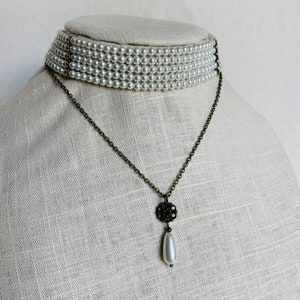 Multi Strand Pearl Choker: Edwardian Style, Vintage Inspired