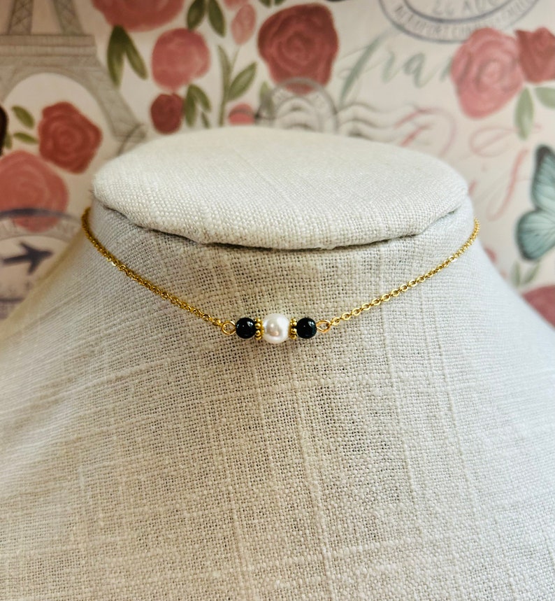 Minimalist pearl necklace, Dainty Pearl Mangalsutra, Dainty pearl choker, Minimalist mangalsutra, Modern Mangalsutra, Mangalsutra image 1