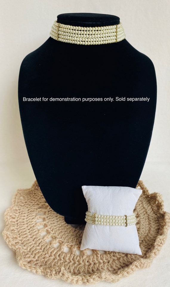 5 Strand Pearl Choker, Multi Strand Pearl Choker, Pearl