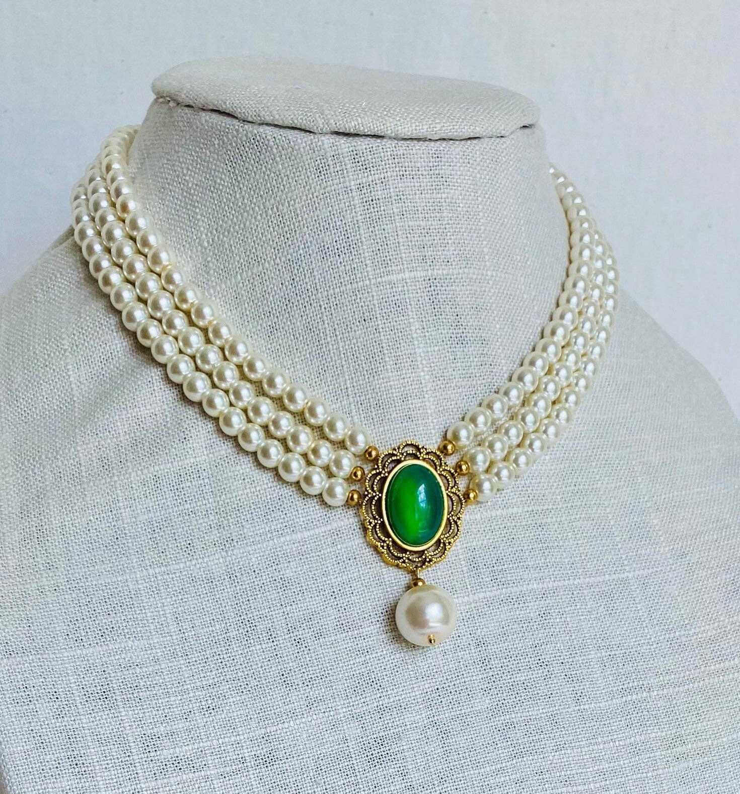 【kindababy】green middle pearl necklace〜ネックレス★2021SS 18