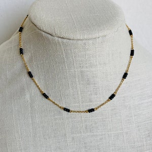 Mangalsutra, Golden and Silver tone, Modern mangalsutra, Chain mangalsutra, Black beads necklace, Layering black beads necklace Bild 8