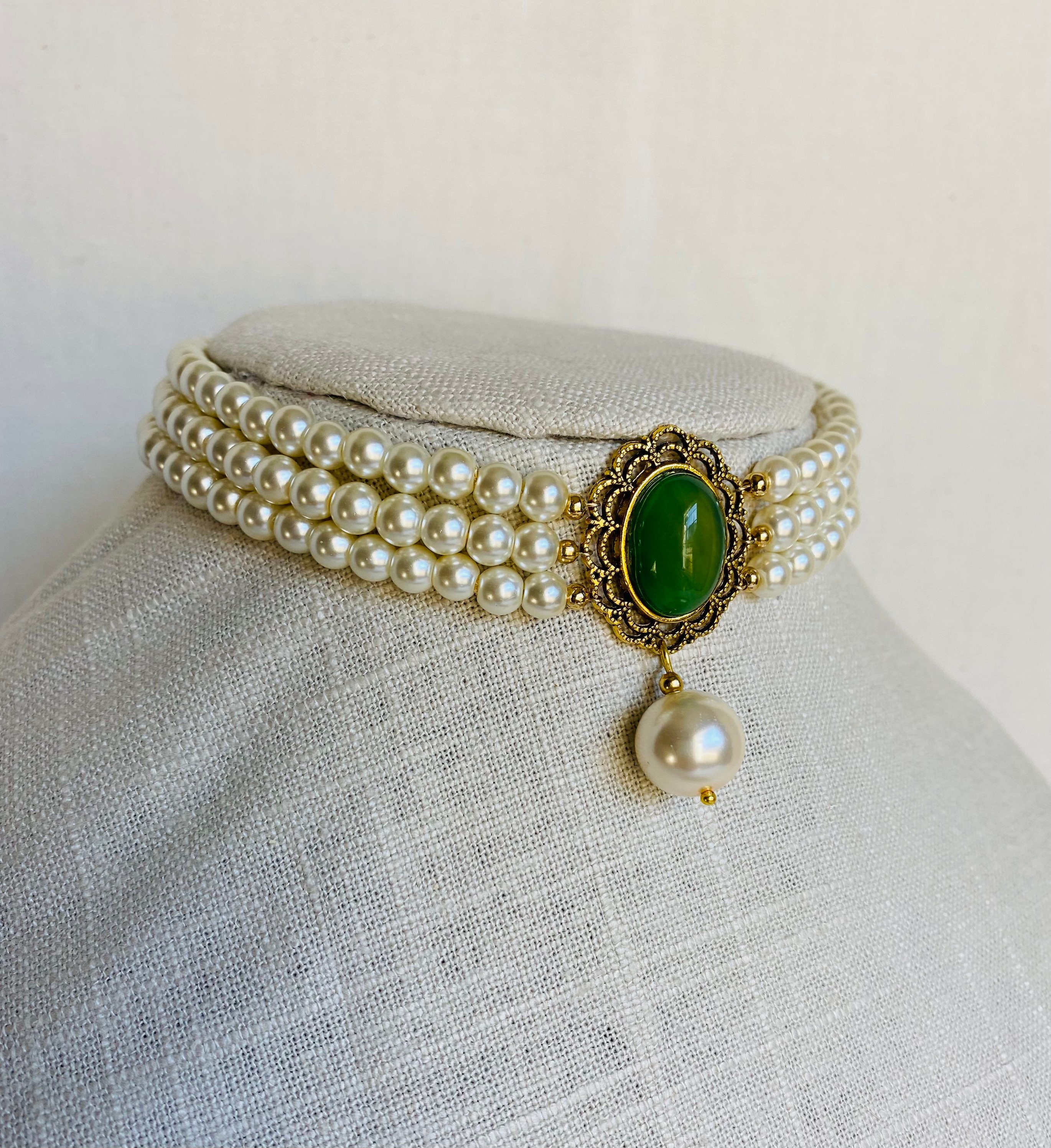3 strand pearl choker necklace discount