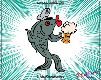 Beer Fish, Design Elements, Cut Files, Eps, Svg, Png, Vector