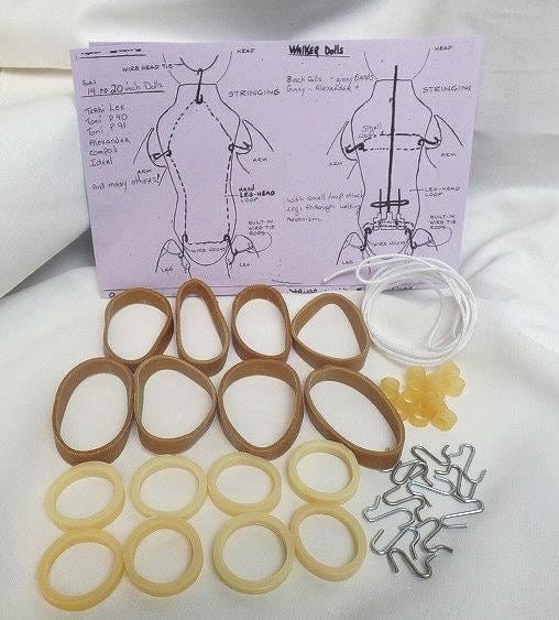 Doll Restringing Kit: Elastic Bands, S-Hooks, Instructions # 2