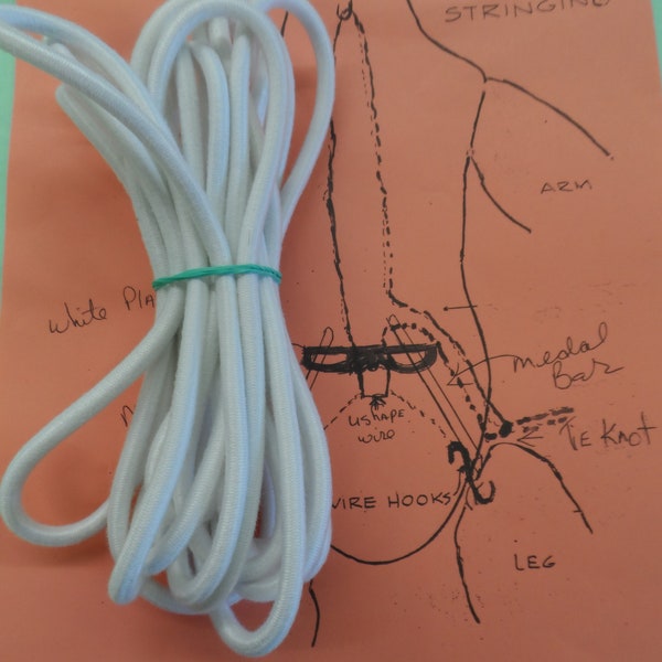 Patti Playpal Elastic cord to string Patty dolls W/diagram 5.5mm 5 yards