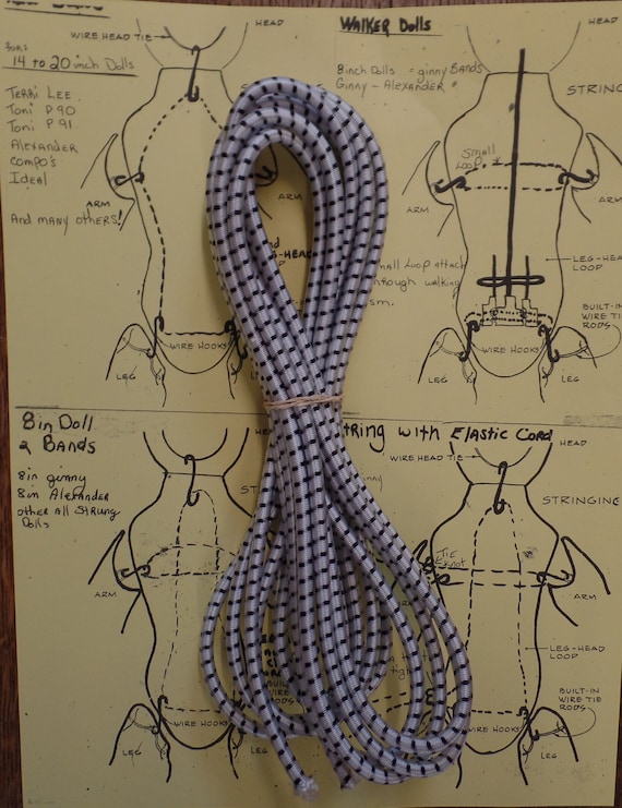 5 Yds White Elastic Cord: 4.5mm for 14-18 inch Dolls