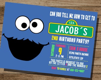 Cookie Monster Birthday Invite ,Cookie Monster Invitation,Birthday Invite