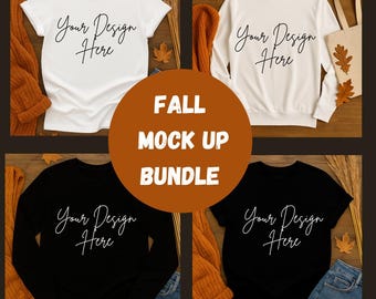 Fall Mockup Bundle: T-Shirt & Sweatshirt Flat Lays (Digital Download)