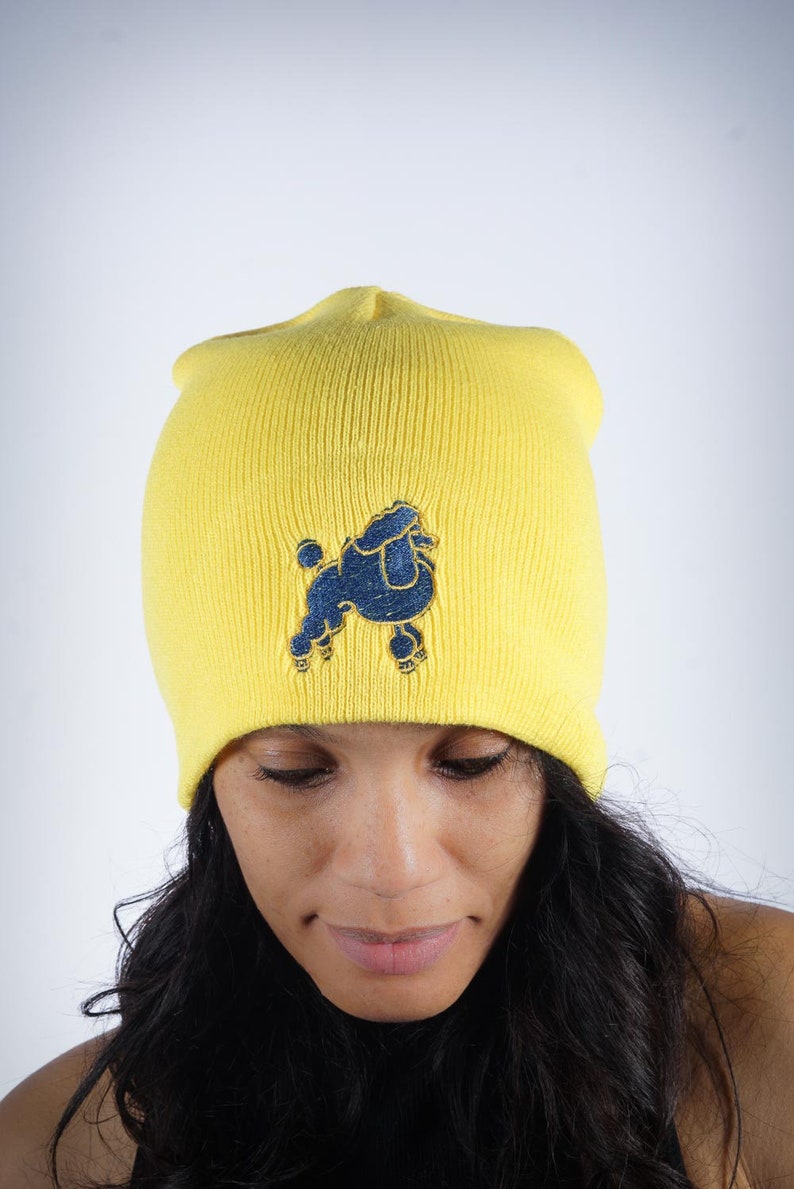 Frenchie Poodle skullie beanie Sigma Gamma Rho SGRho blue gold