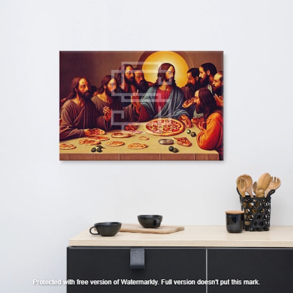 The Last Supper With Pizza Oil Painting - One of a Kind