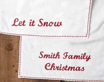 Custom classic White & Red Christmas table runner