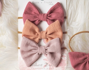 Baby/Toddler headbands pack of 3 neutral pink bows