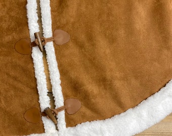 Tan and white Sherpa Christmas tree skirt