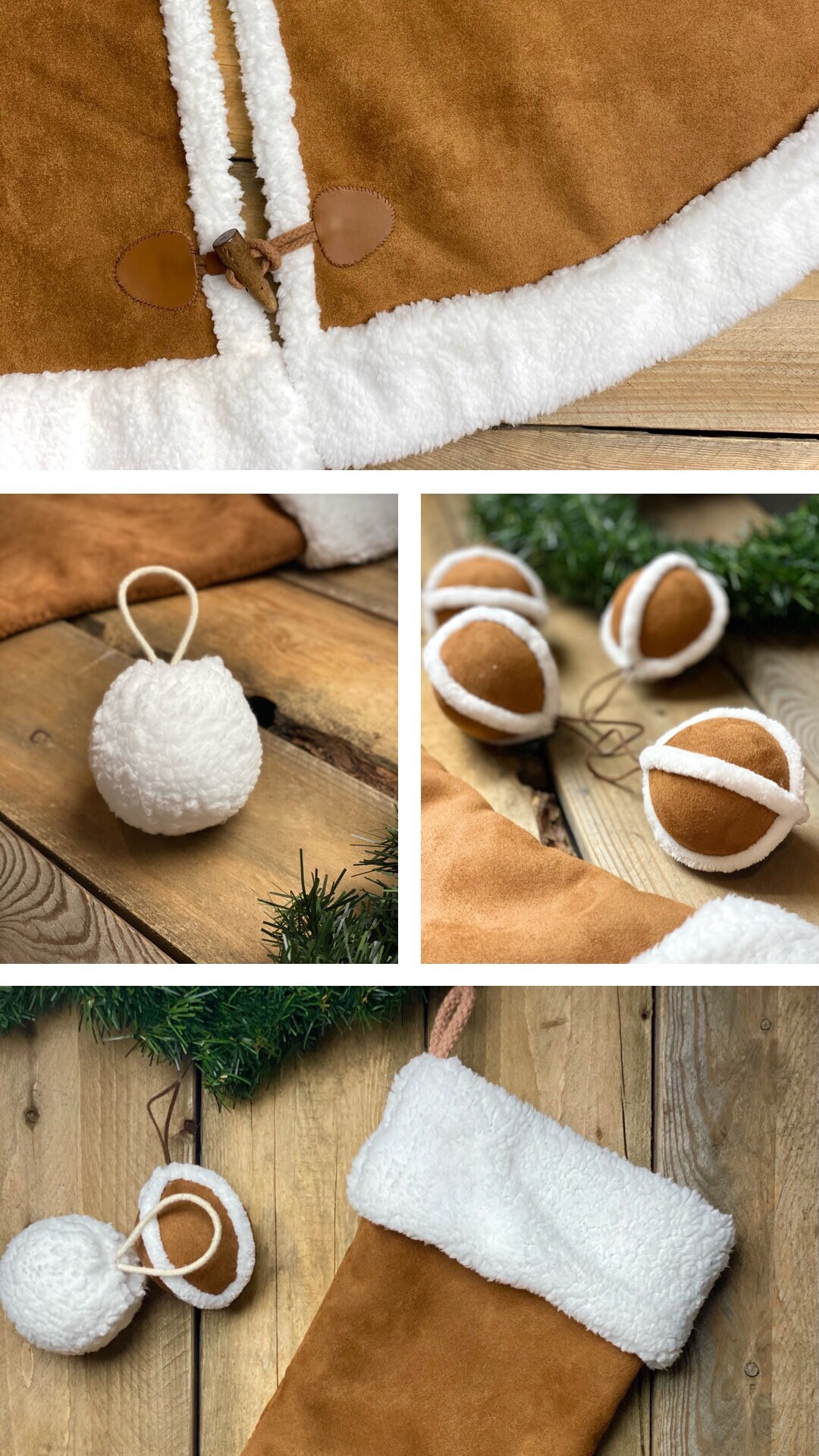 Set of 4 Tan Sherpa & Faux Fur Christmas Ornaments - Etsy Canada