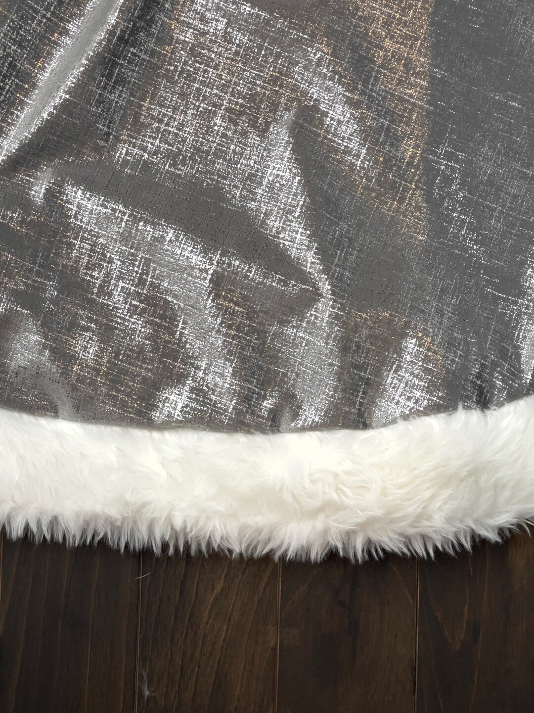 Silver Luxury Christmas Tree Skirt With Faux Fur Trim Etsy