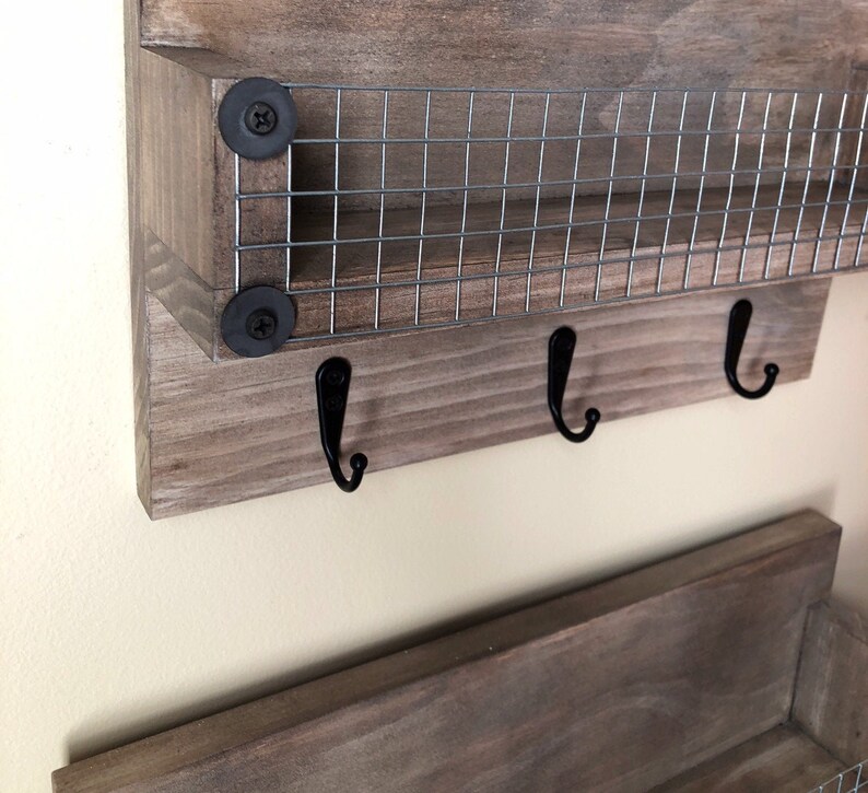 Rustic Wall Organizer Set / Key Rack Mail Slot and Basket Etsy