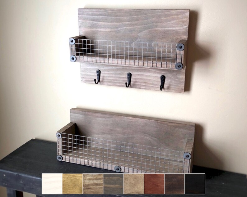 Rustic Wall Organizer Set / Key Rack Mail Slot and Basket Etsy