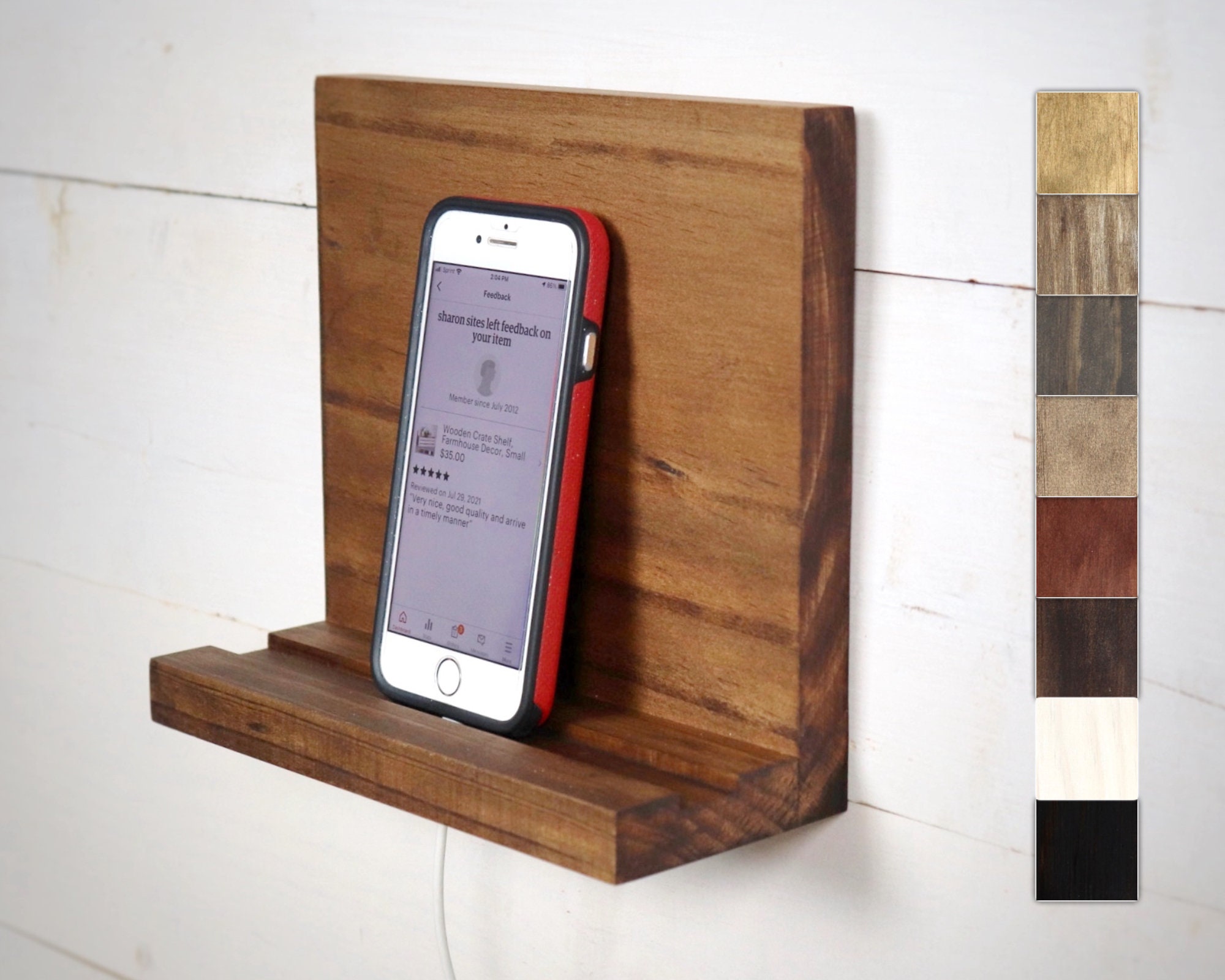 Wall Mounted Smartphone Holder, Oak