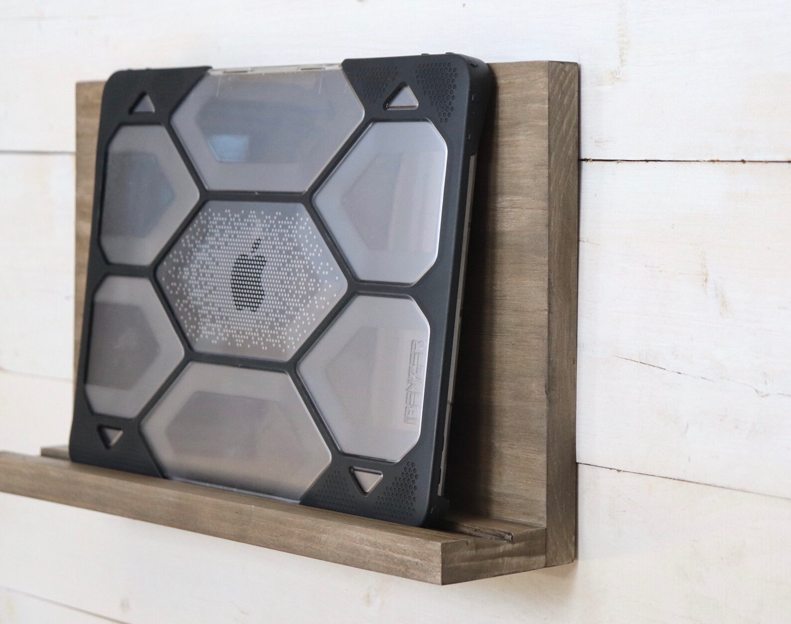 Large Tablet Shelf Weathered Wood Ipad Stand Tablet Holder Etsy