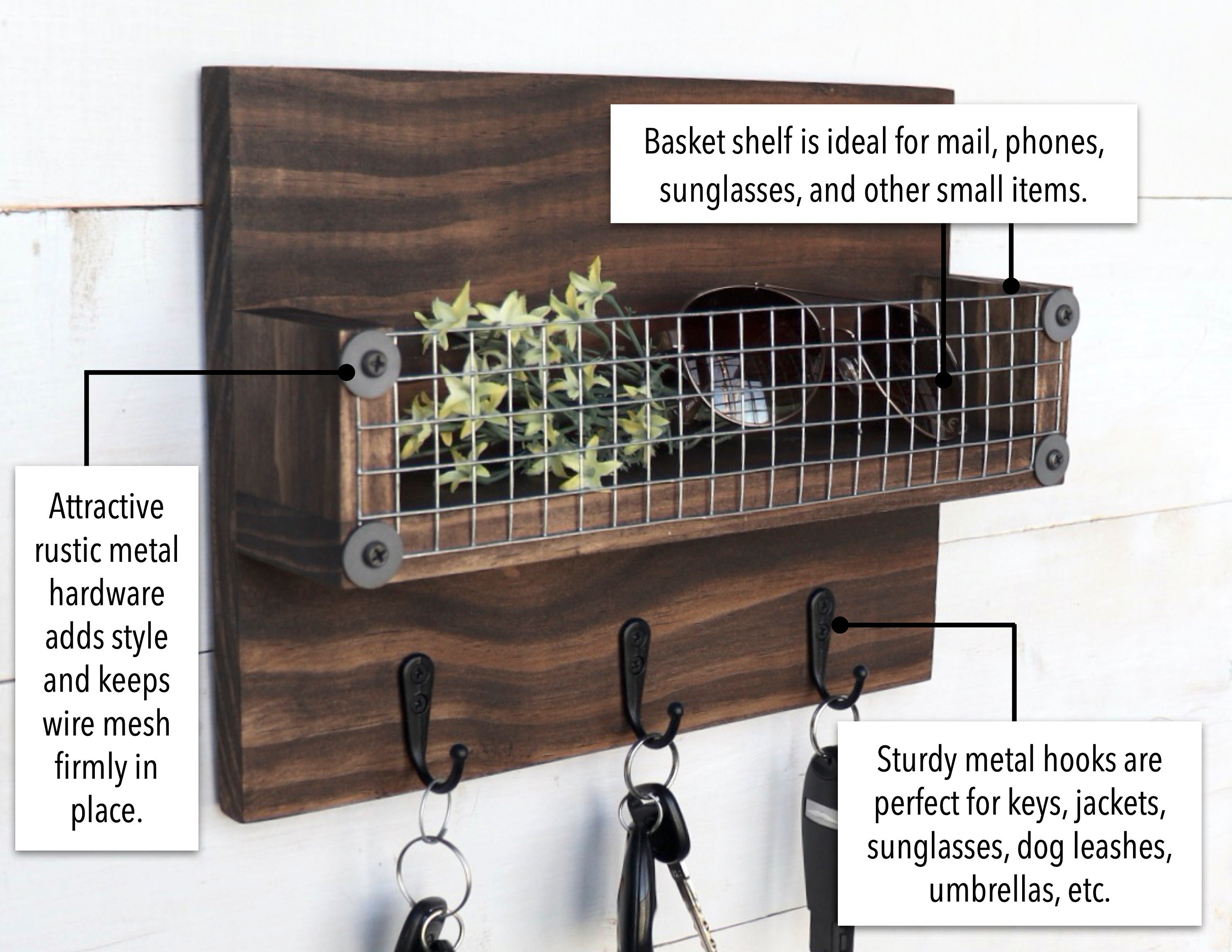 Rustic Key Rack Mail Slot / Key Organizer Mail Holder Wall Etsy