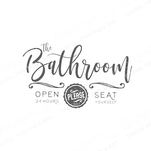 Gray Farmhouse Bathroom Sign Printable Funny Bathroom - Etsy