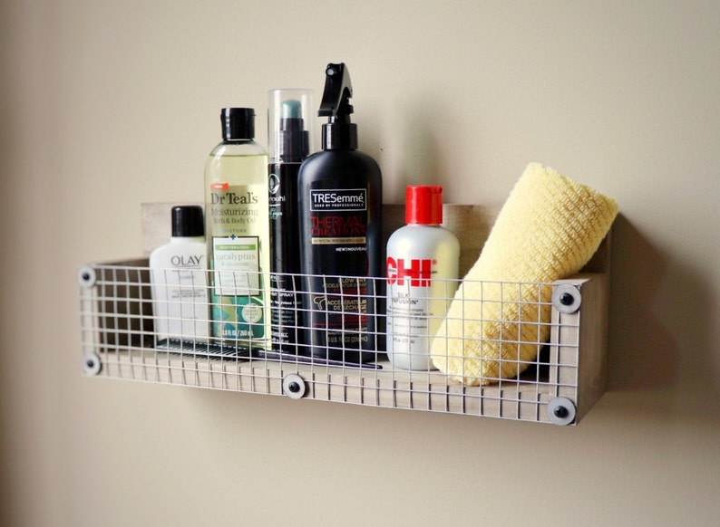 Farmhouse Bathroom Shelf With Ledge Rustic Bathroom Storage Etsy
