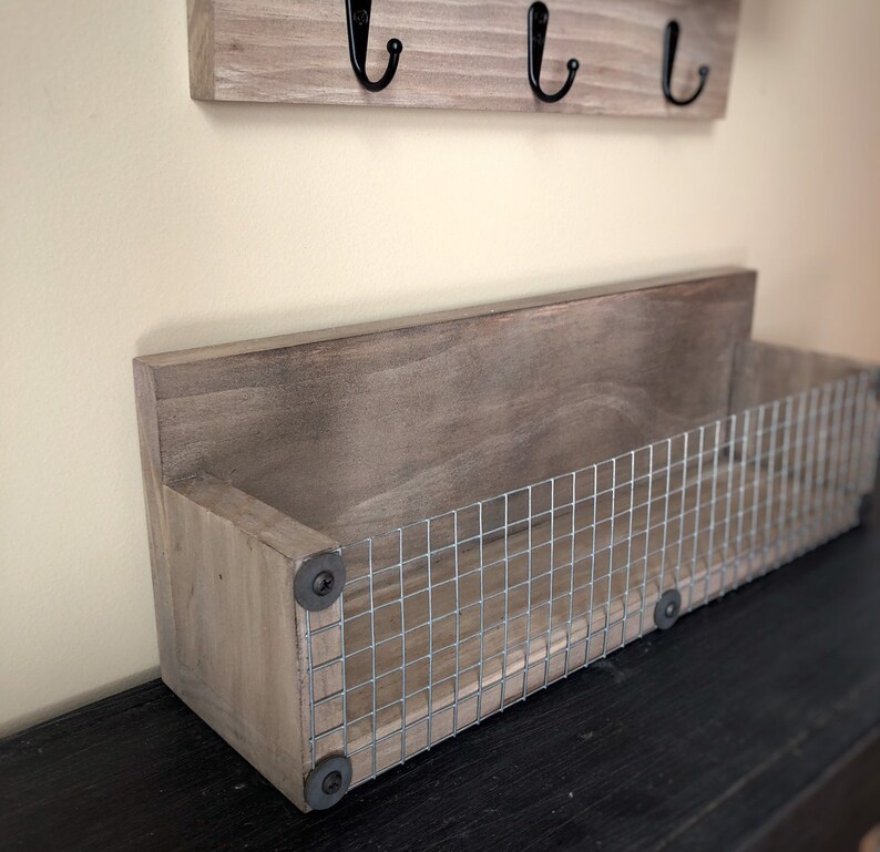 Rustic Wall Organizer Set / Key Rack Mail Slot and Basket Etsy