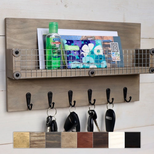 Key Rack With Mail Slot 12 Inch Key Holder for Wall Etsy
