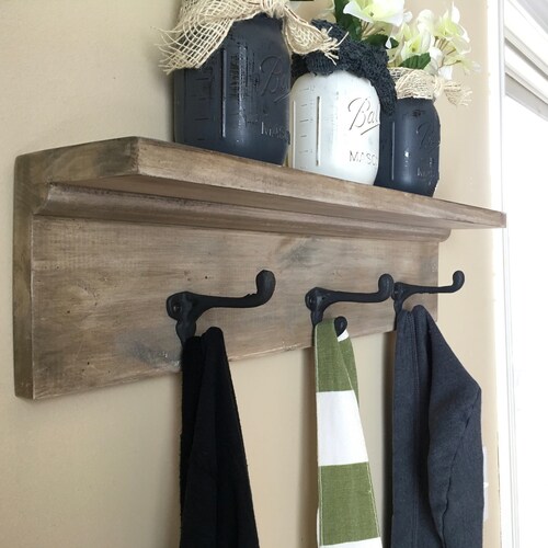 Rustic Barn Wood Entryway Coat Hooks Wall Mounted Decorative Etsy