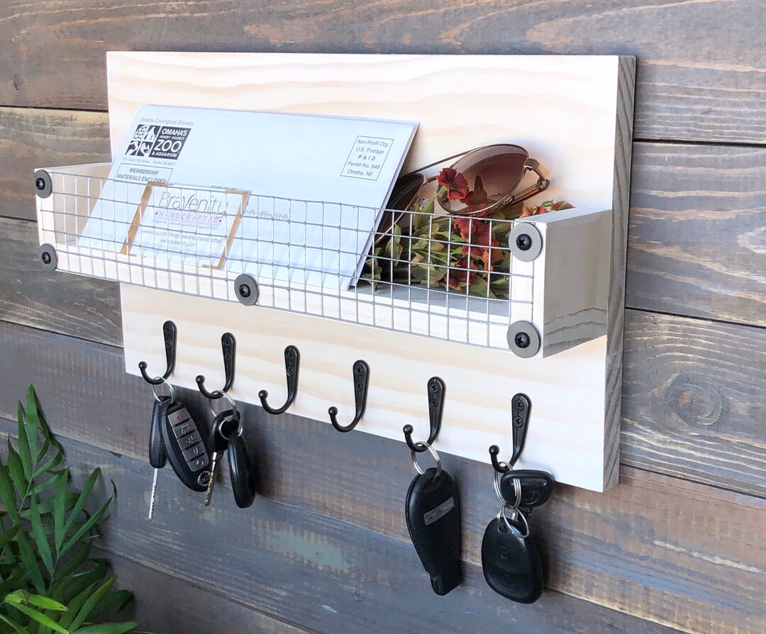 White Key Rack Farmhouse Wall Organizer for Home or Office Etsy Australia