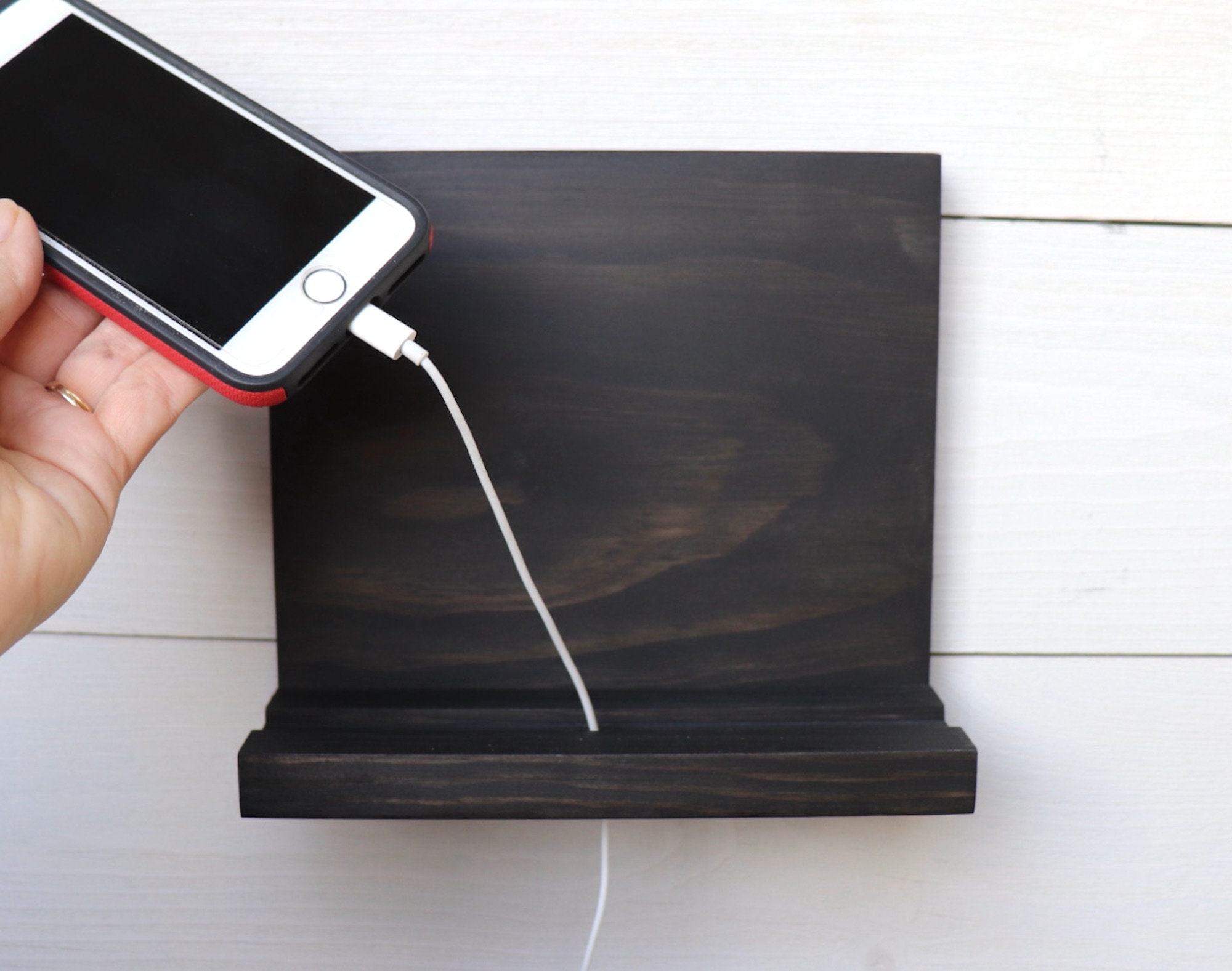 Wall Mount Phone Stand Black Shelf Cell Phone Holder Tablet Etsy