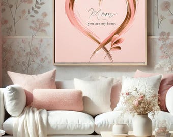 Floral Heart Mom Art – Mother's Day Gift, Pink Wall Print (Digital Download)