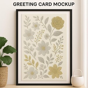 Carte de voeux florale élégante d'or et d'argent | 300 DPI Téléchargement instantané | Art imprimable pour mariage ou occasion spéciale