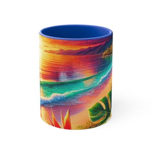 Tropical Paradise in Your Hands - Hawaii Beach 11 oz Ceramic Mug
