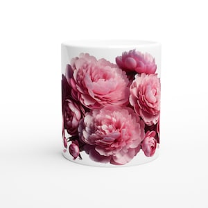 Pretty Pink Peonies Mug - Handmade Ceramic Coffee Cup Gift - Perfect for Tea Lovers - Ceramic Mug - Floral Design