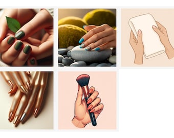 Imágenes prediseñadas PNG para salón de uñas / Gráficos de uñas con estilo (descarga digital)