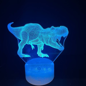 T Rex 3D Night Lamp, 3D Night Light, Children Light Home Decor Illusion light, LED Color Changing, Handmade Laser Engraved, T-Rex, Dinosaur