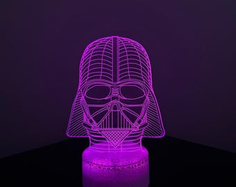 Darth Vader 3D-nachtlampje, 3D-nachtlampje, licht woondecoratie Illusielicht, Starwars LED-kleurverandering, handgemaakt lasergegraveerd