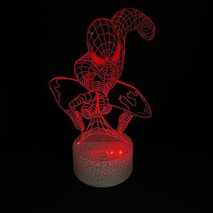 Spiderman 3D Night Lamp, 3D Night Light, Children Light Home Decor Illusion light, LED Color Changing, Handmade Laser Engraved