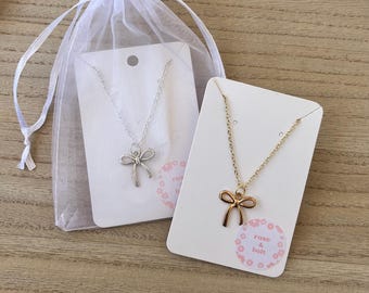 Dainty Bow Necklace Gold Bow Necklace Silver Bow Necklace Bow Charm Necklace Coquette Necklace Coquette Jewelry Bridesmaid Birthday Gift