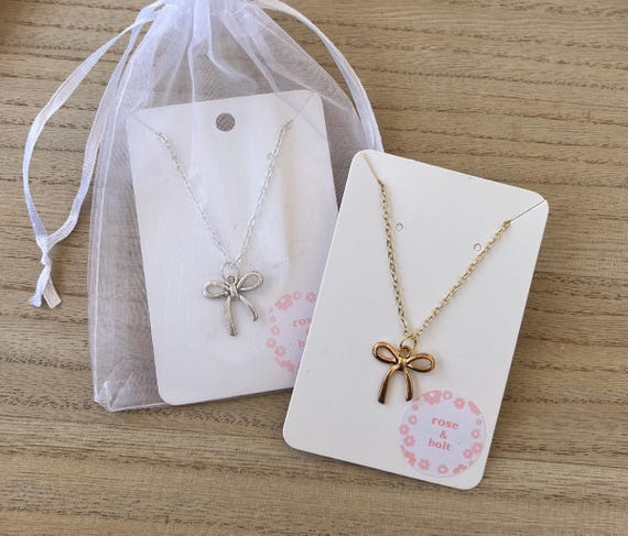 Dainty Bow Necklace Gold Bow Necklace Silver Bow Necklace Bow
